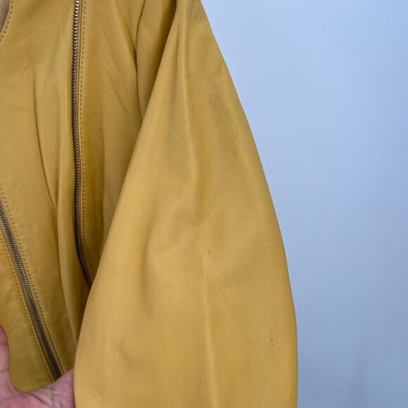 Vintage Bradley Bayou Butter Yellow Leather Jacket with Zipper‎ accents Size S - Picture 7 of 14